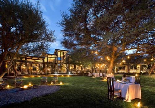 Dining under the trees on the front lawn